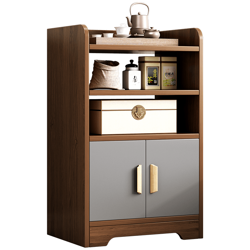 UCU 餐边柜客厅收纳柜子储物柜家用厨房可移动简易碗柜备餐柜茶水柜 【双门】50*35*80cm深橡色