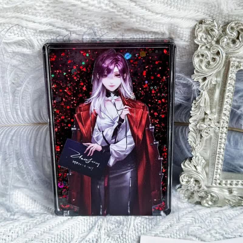 动漫瑟琳业师游戏可可莉克镭射礼物票根立牌 瑟琳a  (黑红)9*6