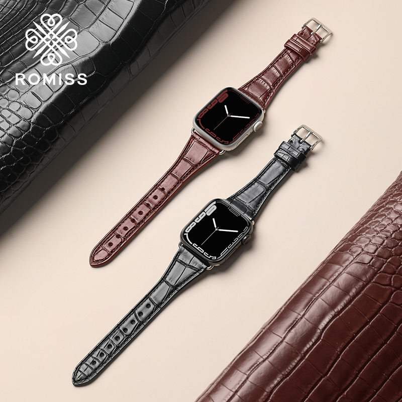 romiss法国鳄鱼皮适用于iwatch9苹果手表表带apple watch女新款s8手表