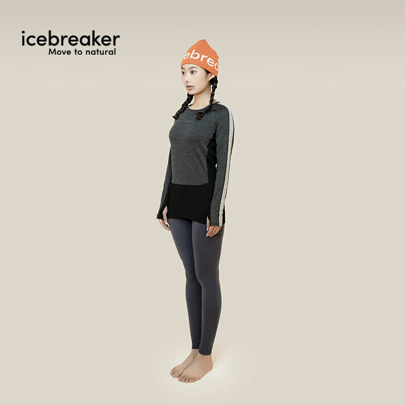 icebreaker美利奴羊毛女260 ZoneKnit户外跑步滑雪运动保暖贴身层功能内衣 花灰色 M