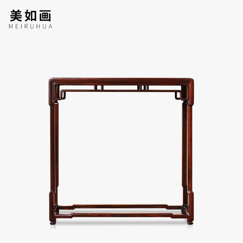 美如画非国标红木东非酸枝(学名:古夷苏木)明式云石条案实木玄关花几