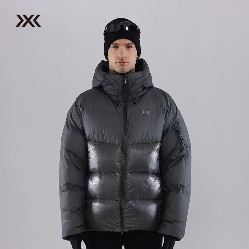 XBIONIC旷野连帽羽绒服男高蓬90鹅绒服拒水防风保暖轻量冬季 24957 深炭灰 L