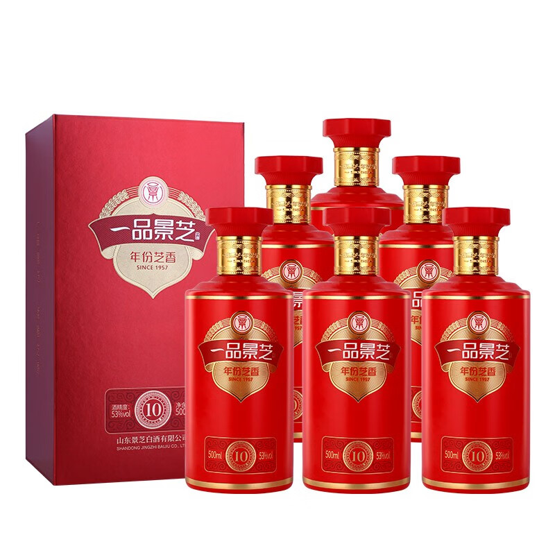 景芝一品景芝芝香系列 芝麻香型白酒高度 年货节日礼品 53度 500ml 6