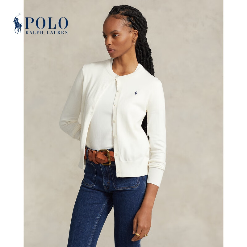 Polo Ralph Lauren 拉夫劳伦女装 经典款宽松版针织开襟衫RL24066 101-白色 XS