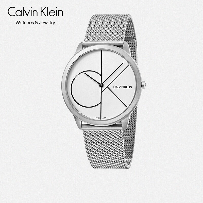 CK凯文克莱（Calvin Klein）Minimal 系列 银色米兰风钢带圆盘男表 石英表 K3M5115X（表盘:40MM）