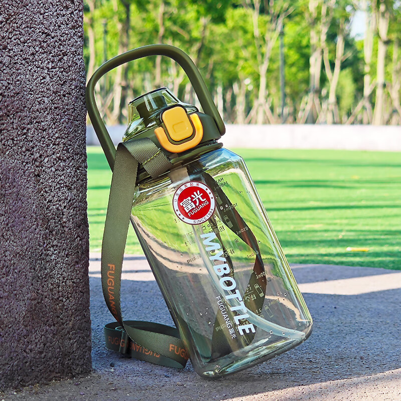 富光水杯大容量双饮太空杯耐高温食品级防摔男女运动随手吸管水壶水杯 军绿1500ml