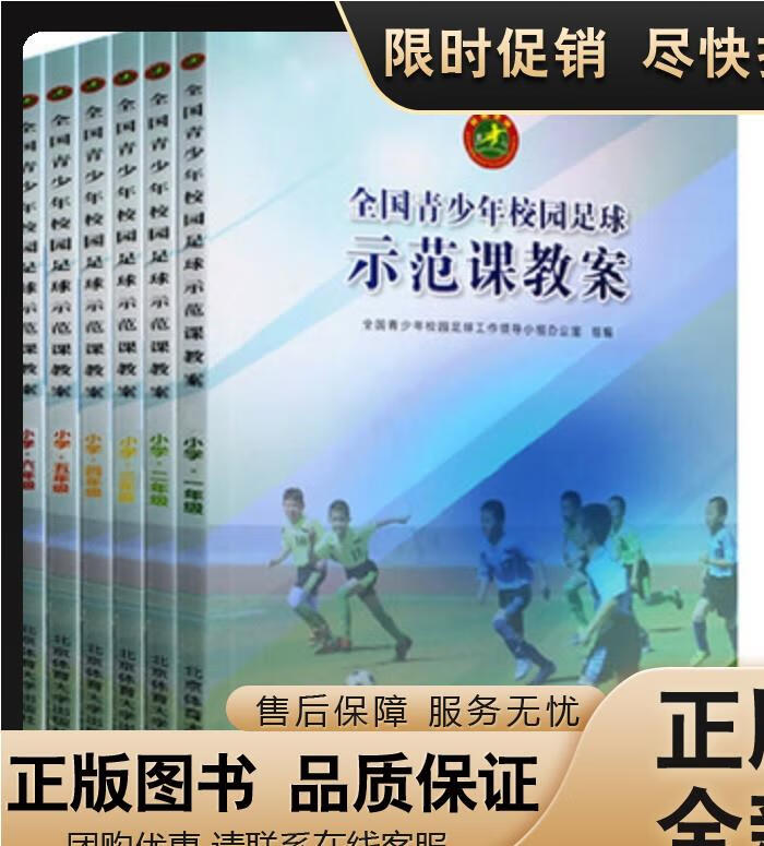 正版 校园足球教材 全国青少年校园足球示范课教案小学1-6年级全6册足球规则手册技术入门训练指导运动 练指导运动