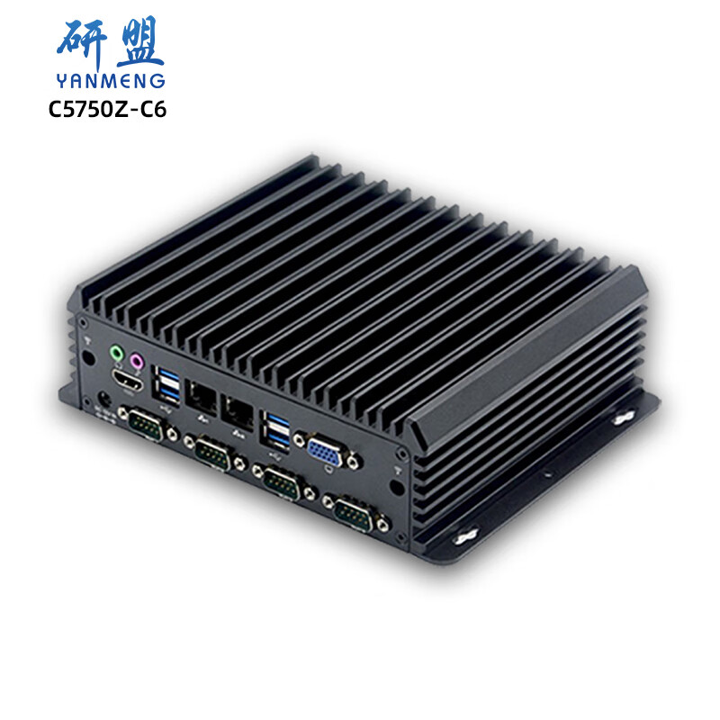 研盟（YANMENG） 模块化嵌入式迷你无风扇6串口双网卡多USB迷你工控机工业电脑主机 C5750Z-C6(J1900)-211AT网卡 4G+64G