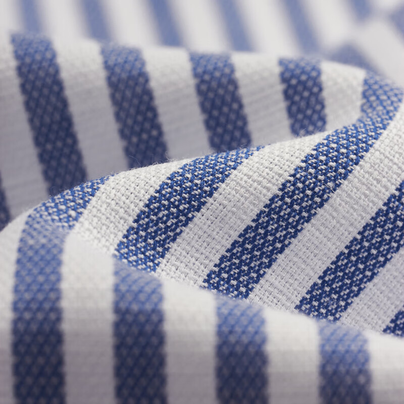 MAYOR男装春季300支棉汉麻桑蚕丝易烫商务蓝条长袖男衬衫 深蓝 38