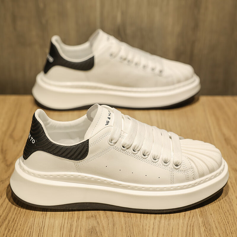 cdac麦昆男鞋2024跑步鞋夏季潮牌运动休闲板鞋青少年厚底小白潮鞋 白