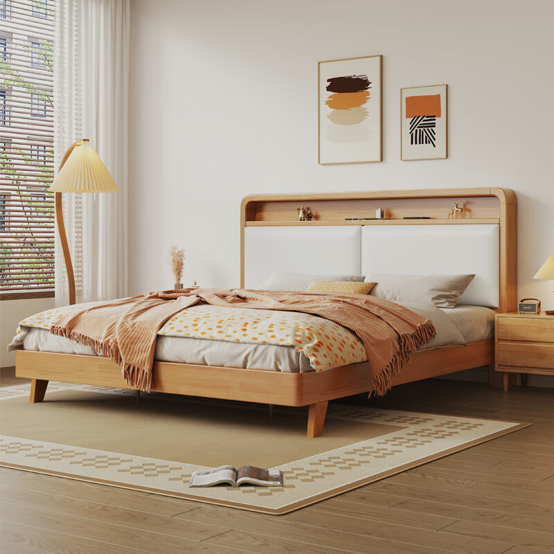 艾郎仕北欧实木床1.8米单双人床现代简约1.5米经济型1.2/1.