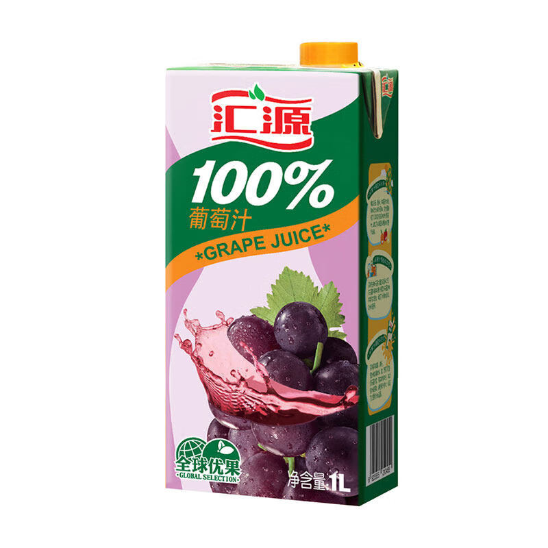 汇源100葡萄汁1l/盒饮料果汁食用蛋白营养早餐膳食