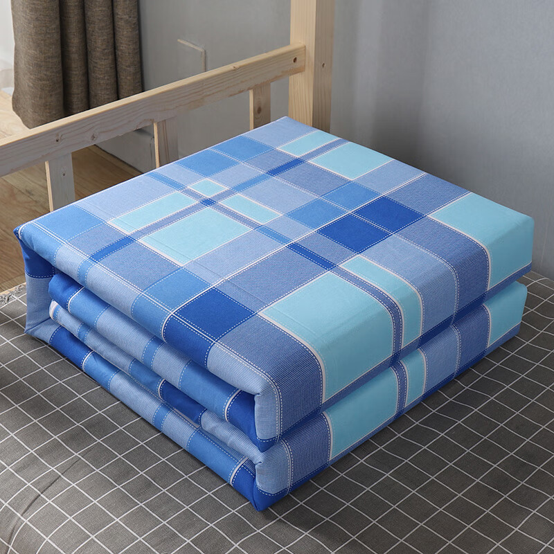 蓝绿格 肤磨毛面料 定型被子手感真实无添加三折