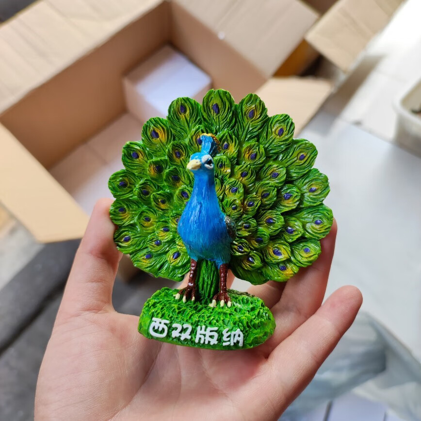 优依福 西双版纳纪念品 西双版纳孔雀摆件小礼物纪念品实物图一对工艺