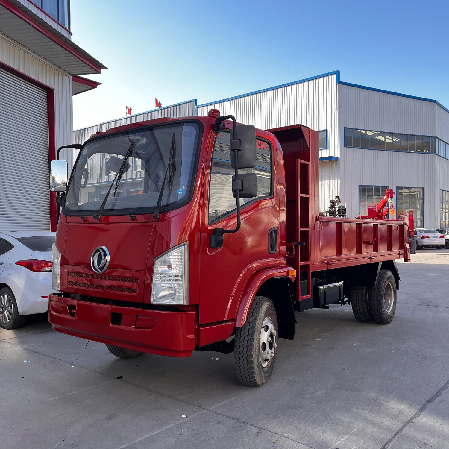 后驱运输车电车改装柴油翻斗自卸车小型拉货载物货车 欧曼红白色蓝色