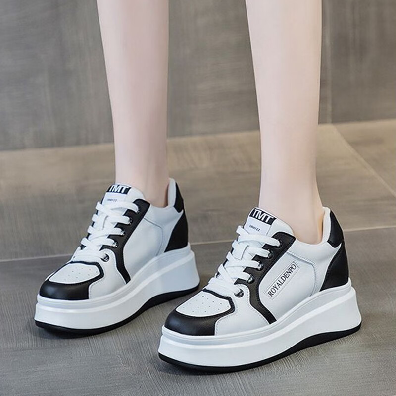 卓履(zhuolv)品牌小白鞋女春季新款时尚松糕内增高白鞋百搭厚底小个子