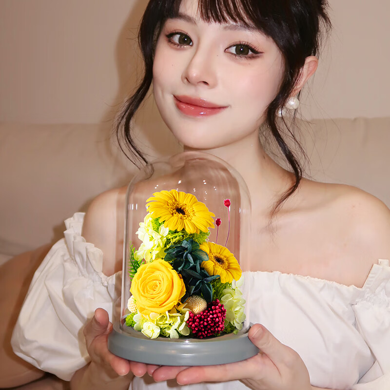 JoyFlower向日葵永生花礼盒花束教师节生日礼物结婚纪念日送女朋友老师老婆