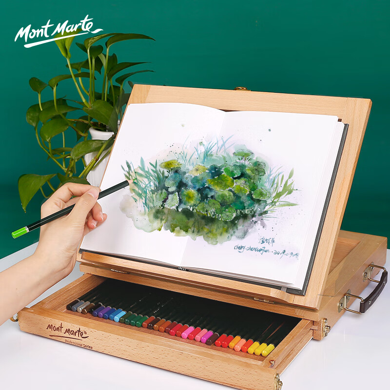 蒙玛特（Mont Marte） 小画架桌面油画架儿童木制画箱实木写生板素描广告展架 单个画架