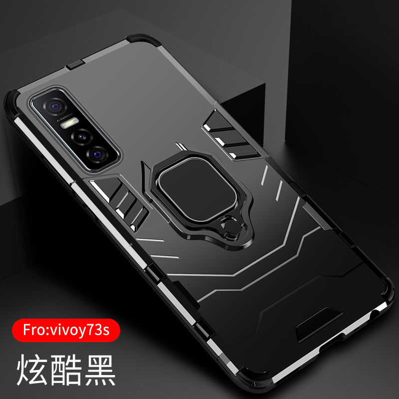 vivo y73s保护套5g版防摔v2031a硅胶软边铠甲外壳 酷睿黑vivoy73s【无