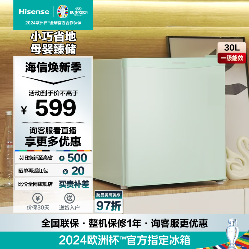 海信（Hisense）冷柜 30升立式小冰柜家用迷你冷柜 母婴母乳冷冻柜 一级能效小冰箱 BD-30VD 小冰柜