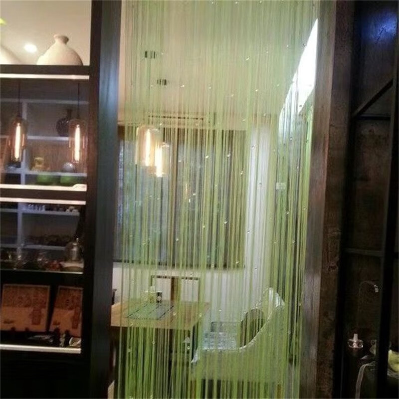 吕笑（LVXIAO） 支持定制水晶珠线帘加密客厅隔断玄关门帘玻璃窗帘现代装饰帘 浅绿色 2米款2.9米高单层加密