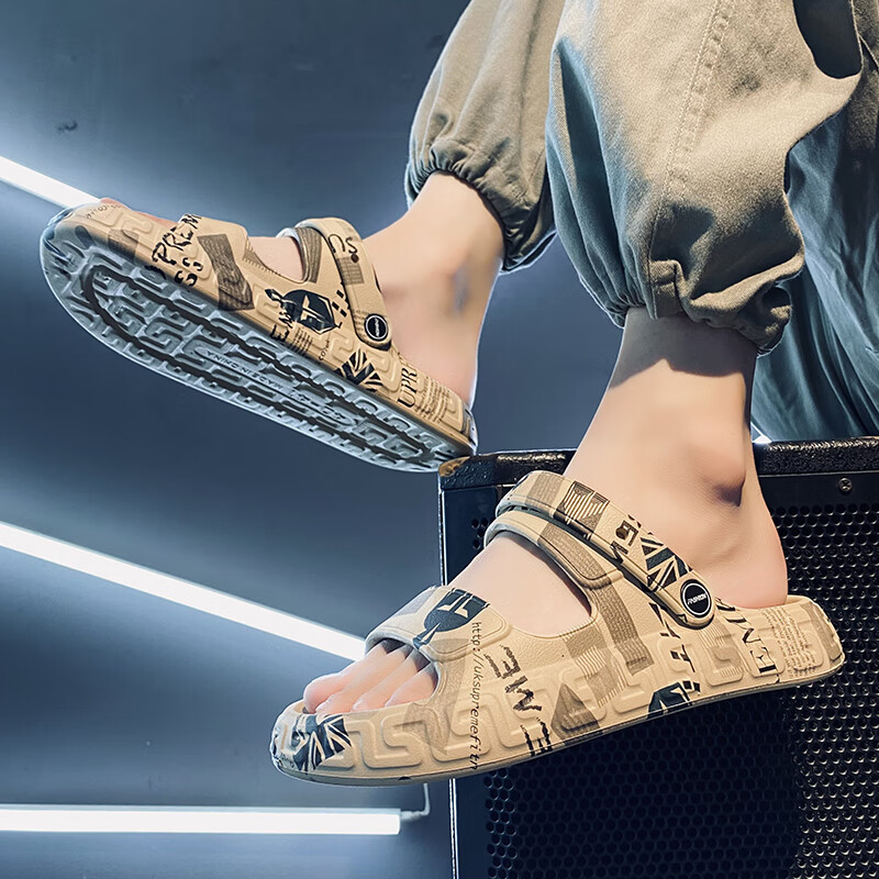 晴其男童凉鞋12岁-14岁脚胖凉鞋男夏季外穿增高防滑耐磨拖鞋初中学生