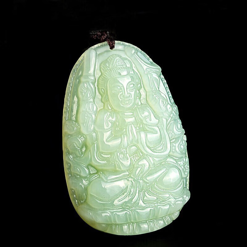 京莹和田玉本命佛吊坠男女款十二生肖守护菩萨项链本命年送男女友礼物 大款【下单备注】珠链+手工雕刻