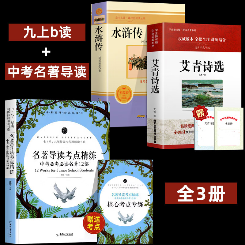 艾青诗选和水浒传 原著完整版九年级阅读名