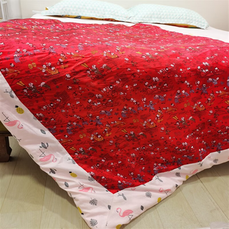 儿童小被子锦缎丝绸缎喜庆120x 红色百子 可拆洗被 120x1503斤棉被