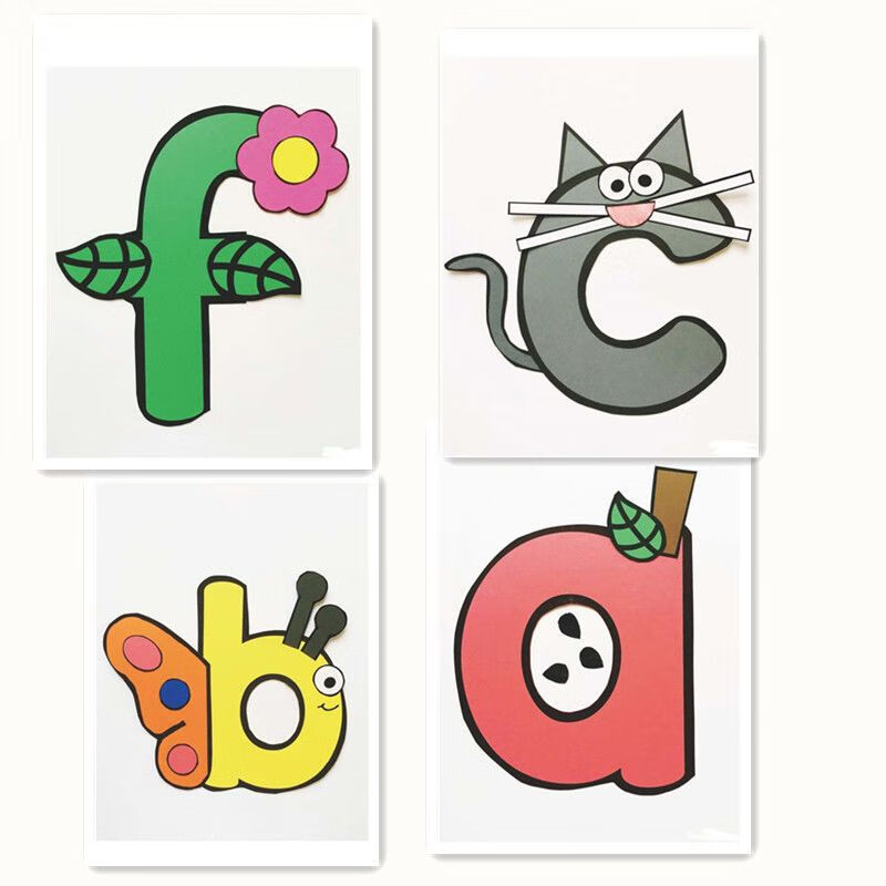 xkj26个字母创意儿童画英语 alphabet 26作业纸手工制作涂色剪切教师
