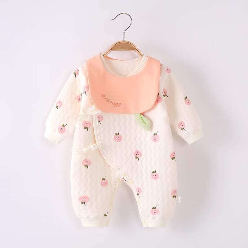 新生婴儿秋冬季连体衣保暖睡衣刚出生宝宝夹薄棉哈衣爬服秋冬装无骨