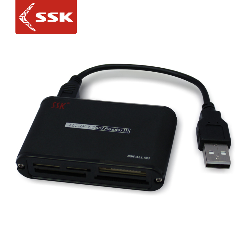 SSK飚王 读卡器多功能USB 2.0高速读取 支持SD,MS,CF,TF,M2 型相机行车记录仪安防监控内存卡单口SCRM025