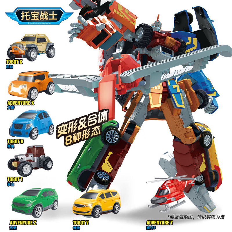 托宝战士(t0b0t)七炫机甲王七合体汽车金刚变形玩具男孩生日礼物礼盒