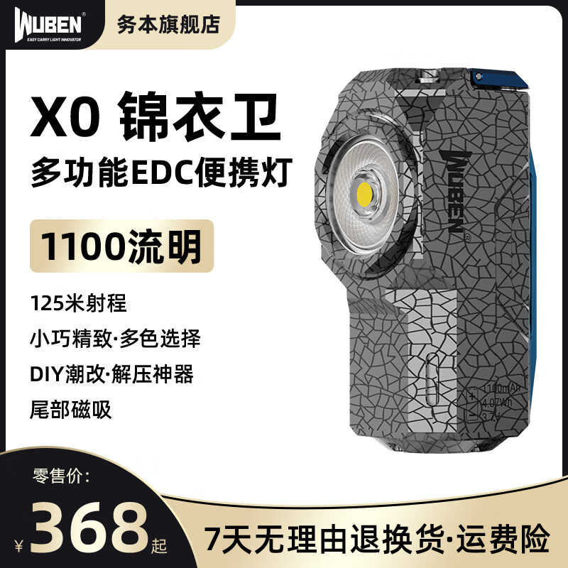 务本X0迷你强光手电筒高显色灯珠炫酷解压多功能便携EDC大泛光拐角灯 钛裂纹（高显色灯珠800流明）