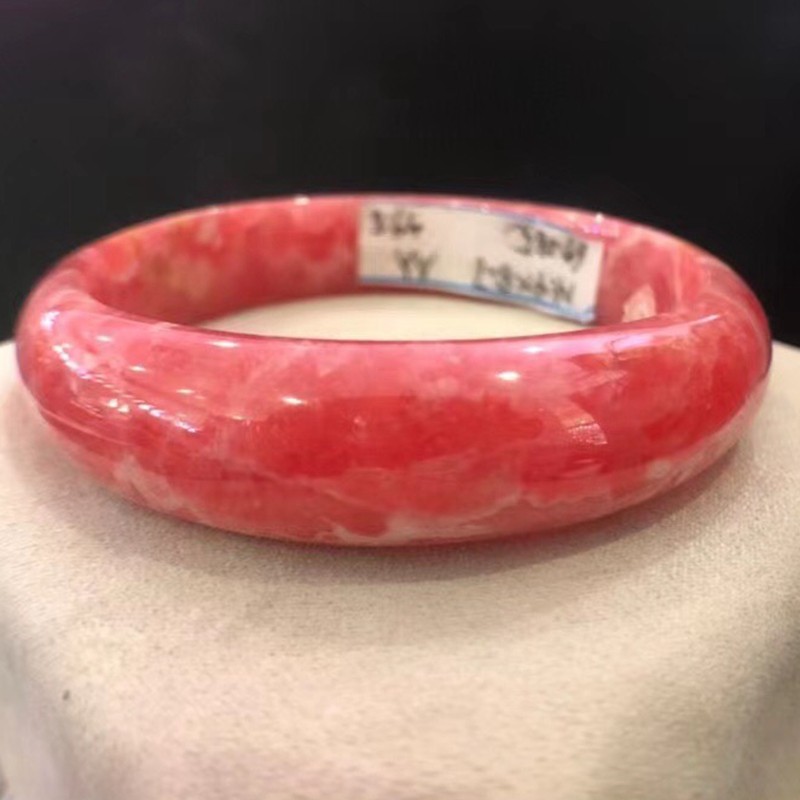 诺源珠宝  天然阿根廷冰种红纹石手镯红润精美女神色本命红送女朋友
