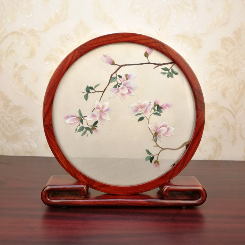 仙袋 装饰品时尚双面绣台屏客厅刺绣成品手工苏绣古风中式屏风家用