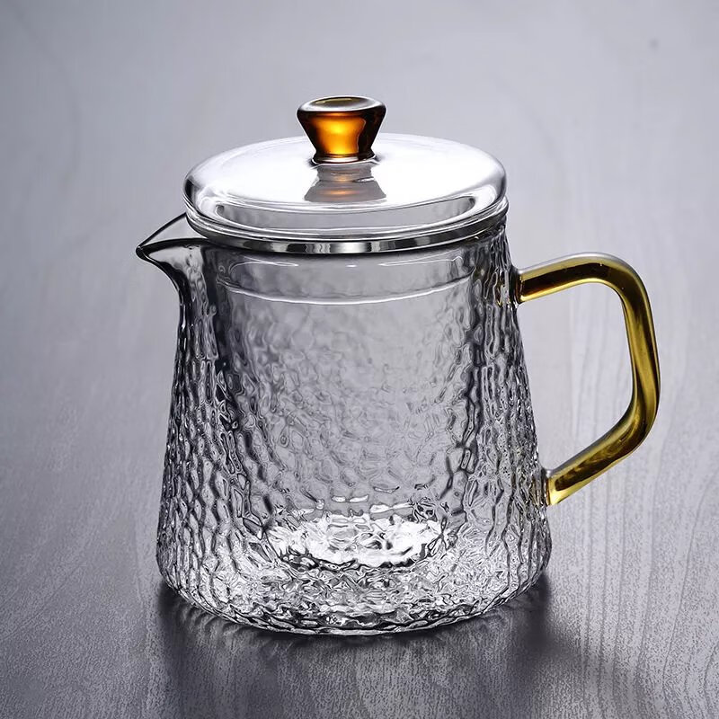 【精选】茶壶耐热玻璃茶水分离泡煮两用日式锤纹防爆煮茶器茶具套 450ml含香壶