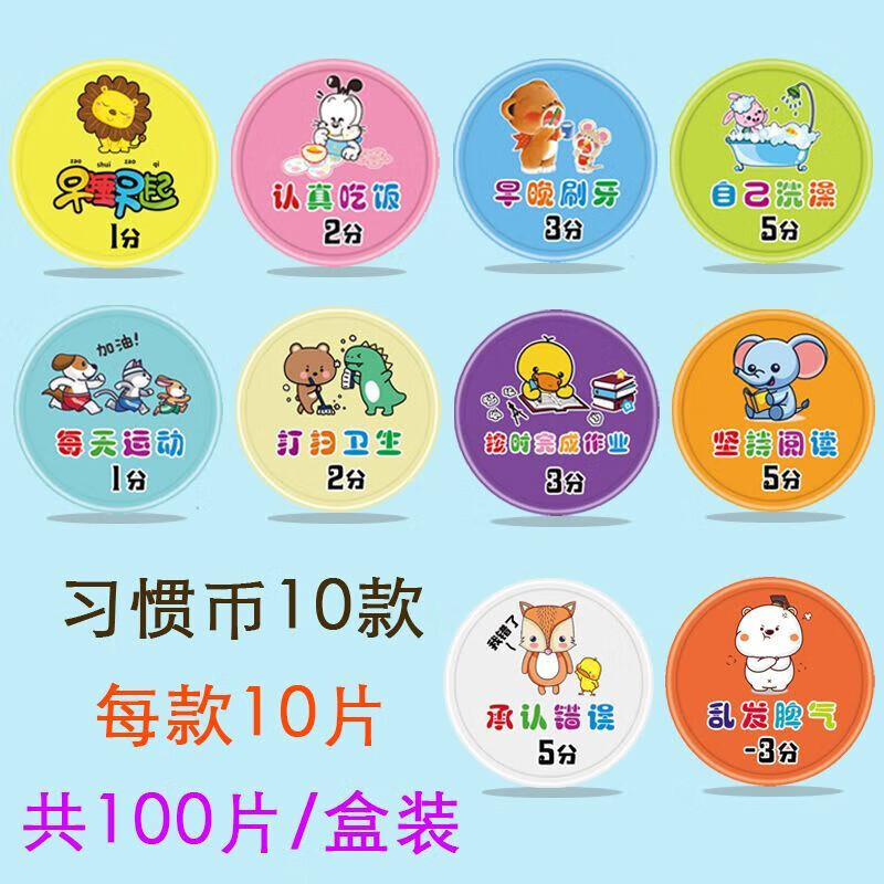 节礼物儿童奖励积分币鼓励孩子养成好习惯小学生自 习惯币10款各10片