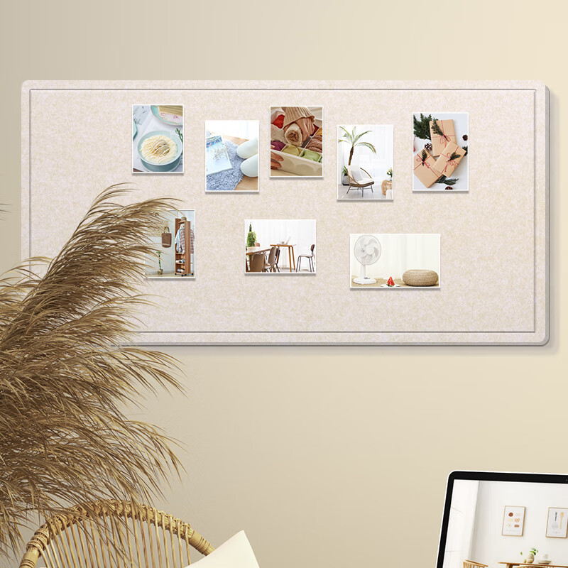 软木板照片墙留言板公告栏房间装饰自粘宣传栏背景板 浅驼色60*120cm