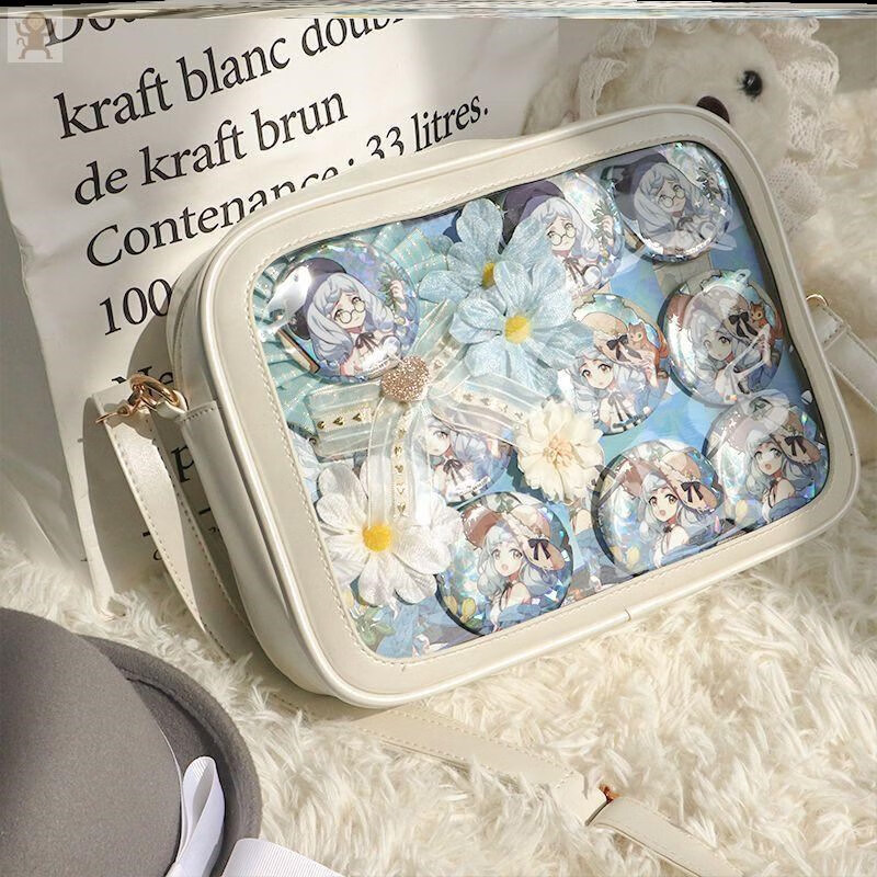 痛包原创日系透明吧唧徽章谷子展示袋外出pu原创痛包单肩包扎板女