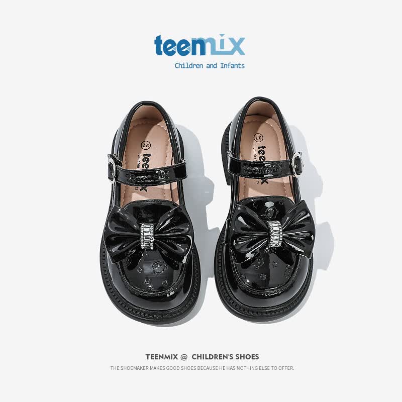 天美意（TEENMIX）天美意女童皮鞋黑色2023秋季新款宝宝时尚单鞋软底儿童公主鞋小童 黑色 28码属于什么档次？
