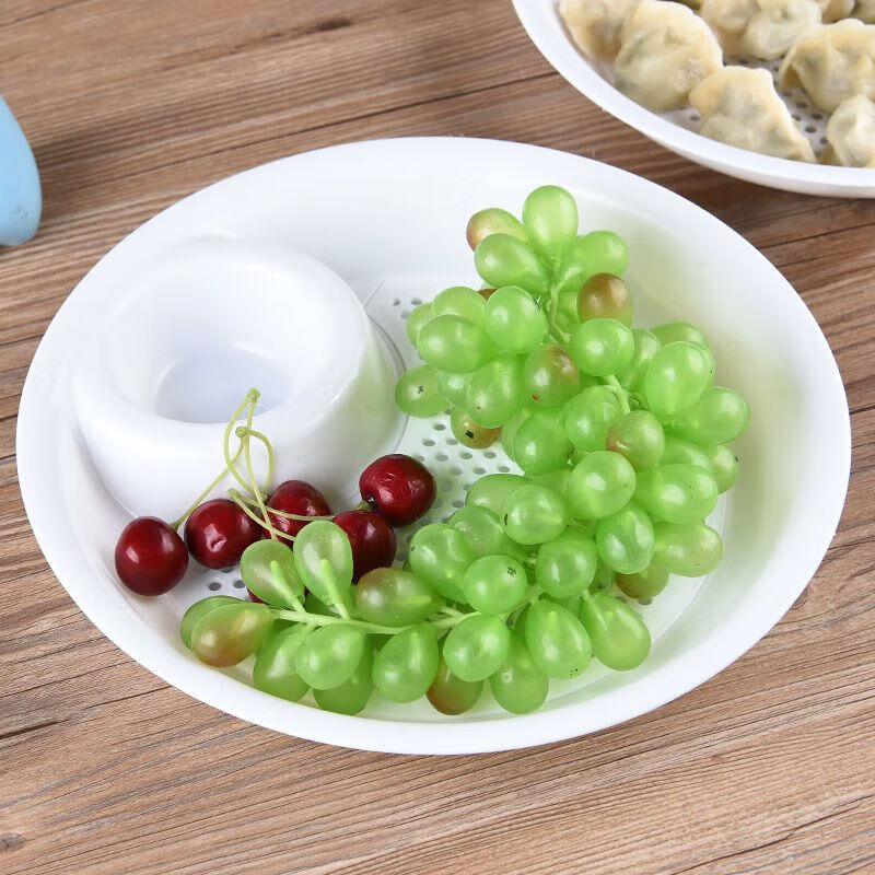 和畅双层饺子盘沥水餐盘创意餐具家用塑料菜盘碟子圆形水饺盘子 8个饺子盘