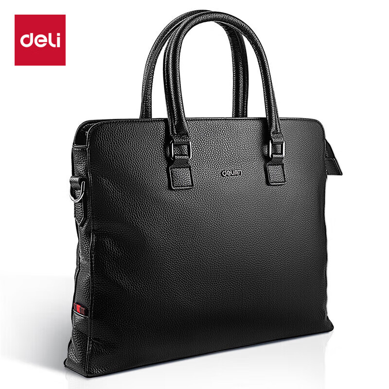 得力（deli）男女便携商务手提袋文件包 /电脑资料事务包 文件保护 63757黑色