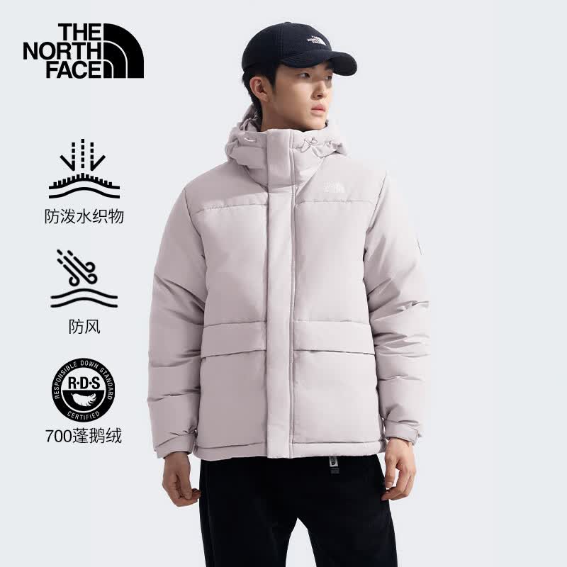 The North Face北面羽绒服男户外700蓬鹅绒高蓬保暖外套81SF 灰色/1OA L