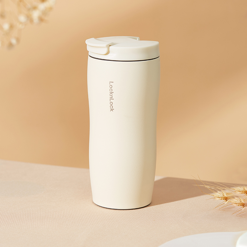 乐扣乐扣不锈钢保温杯简约便携咖啡杯水杯高颜值情侣茶杯子350ml白色
