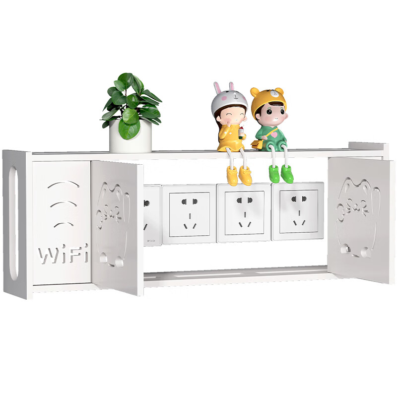 梦茜儿定制插座遮挡装饰神器壁挂墙上插排遮丑电线收纳盒墙壁电视机插的 猫脸款翻盖加大号