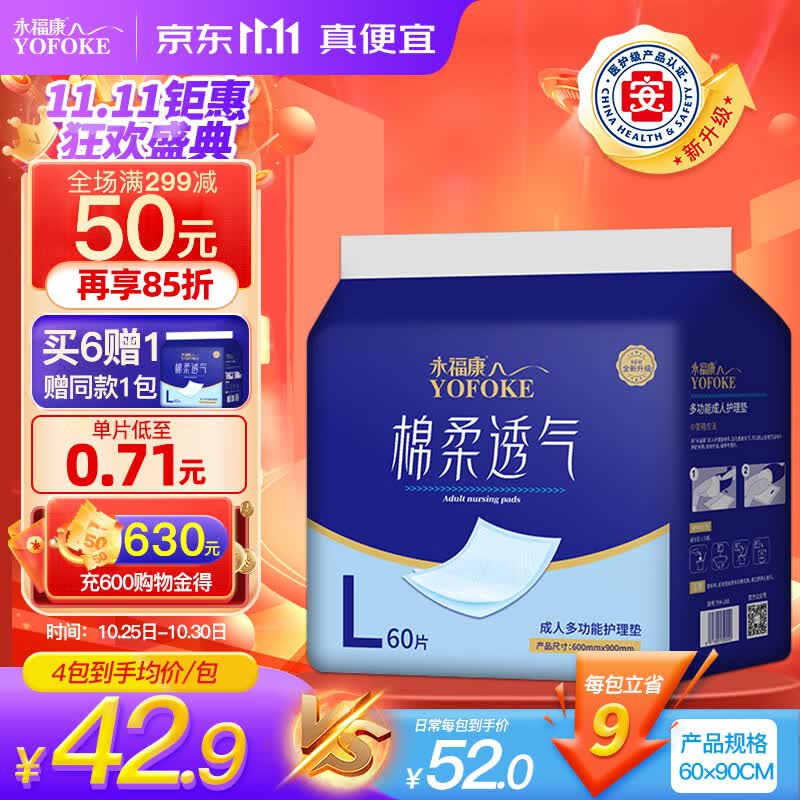 永福康 成人护理垫L60片(尺寸:60*90cm) 一次性隔尿垫 婴儿孕产妇产褥垫属于什么档次？