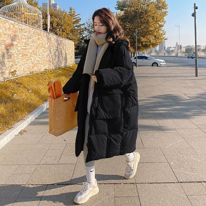 相伊恋人羽绒棉服女25年秋冬季中长款加厚棉衣外套新款宽松棉袄学生面包服 奶黄色 M 【适合100-120斤】