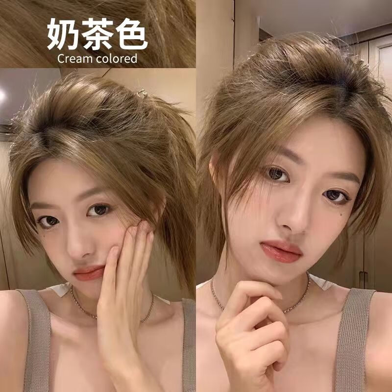 首品奶茶色染发剂膏2022流行色显白在家温和薄荷米粽亚麻 奶茶色(2