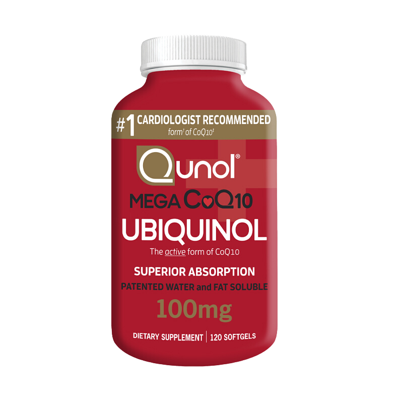 Qunol 酋诺辅酶q10超级泛醇120粒还原型辅酶CoQ10活性辅酶心脏美国 120粒/瓶